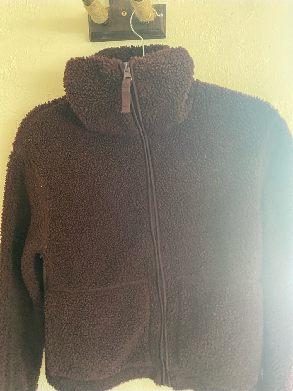 H&M Dark Brown Teddy Sherpa Zip Jacket